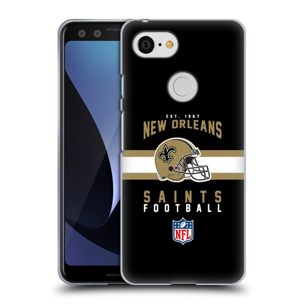 NFL New Orleans Saints Graphics Helmet Typography Soft Gel Case for Google Pixel 3