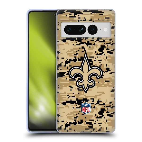 NFL New Orleans Saints Graphics Digital Camouflage Soft Gel Case for Google Pixel 7 Pro