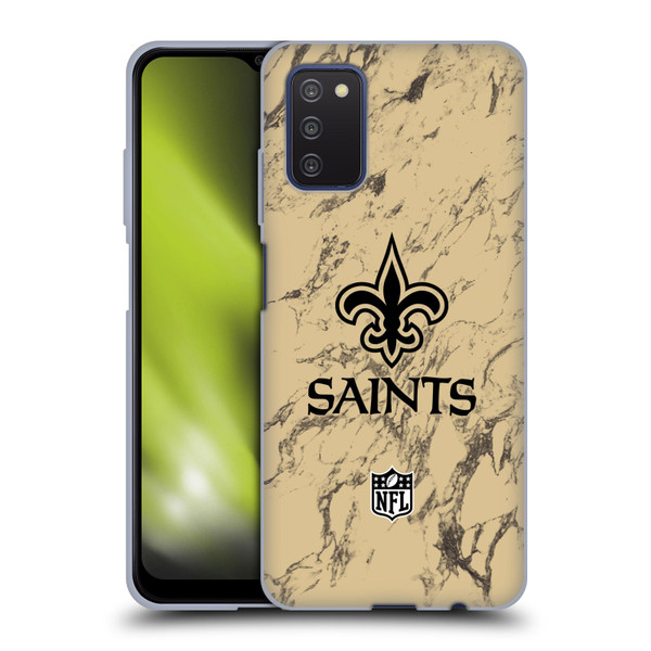 NFL New Orleans Saints Graphics Coloured Marble Soft Gel Case for Samsung Galaxy A03s (2021)