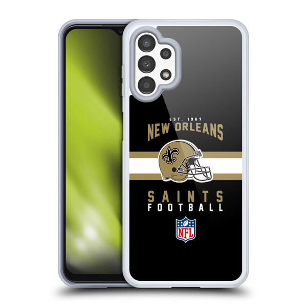 NFL New Orleans Saints Graphics Helmet Typography Soft Gel Case for Samsung Galaxy A13 (2022)