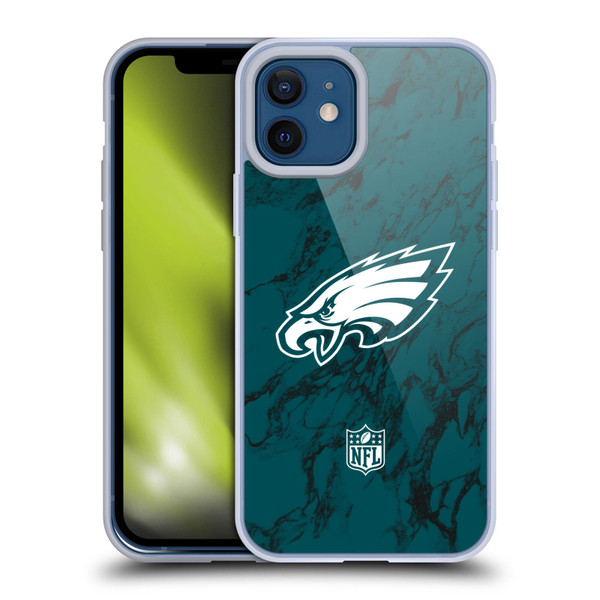 NFL Philadelphia Eagles Graphics Coloured Marble Soft Gel Case for Apple iPhone 12 / iPhone 12 Pro