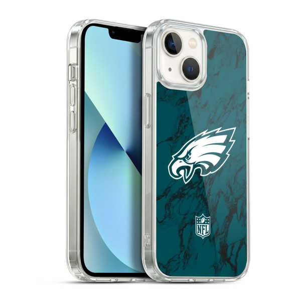 NFL Philadelphia Eagles Graphics Coloured Marble Soft Gel Case for Apple iPhone 13