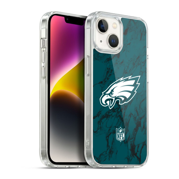 NFL Philadelphia Eagles Graphics Coloured Marble Soft Gel Case for Apple iPhone 14