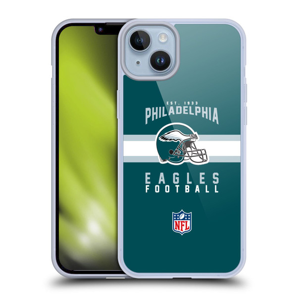 NFL Philadelphia Eagles Graphics Helmet Typography Soft Gel Case for Apple iPhone 14 Plus