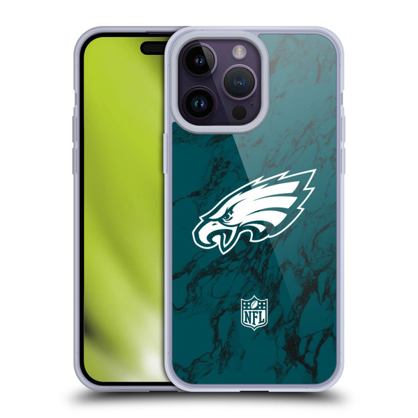 NFL Philadelphia Eagles Graphics Coloured Marble Soft Gel Case for Apple iPhone 14 Pro Max