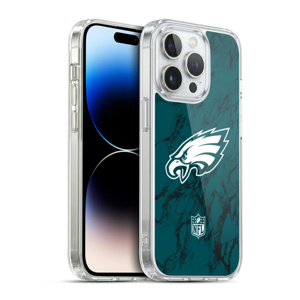 NFL Philadelphia Eagles Graphics Coloured Marble Soft Gel Case for Apple iPhone 14 Pro & MagSafe