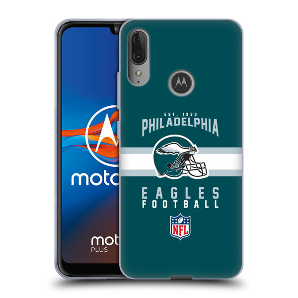 NFL Philadelphia Eagles Graphics Helmet Typography Soft Gel Case for Motorola Moto E6 Plus