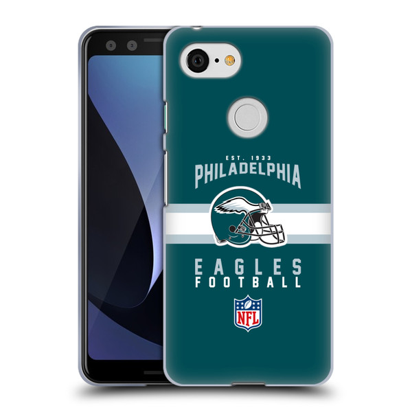 NFL Philadelphia Eagles Graphics Helmet Typography Soft Gel Case for Google Pixel 3