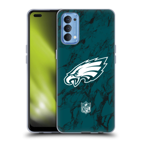 NFL Philadelphia Eagles Graphics Coloured Marble Soft Gel Case for OPPO Reno 4 5G
