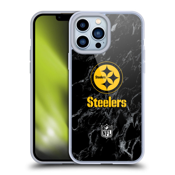 NFL Pittsburgh Steelers Graphics Coloured Marble Soft Gel Case for Apple iPhone 13 Pro Max
