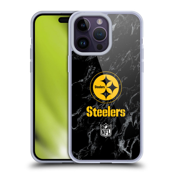 NFL Pittsburgh Steelers Graphics Coloured Marble Soft Gel Case for Apple iPhone 14 Pro Max