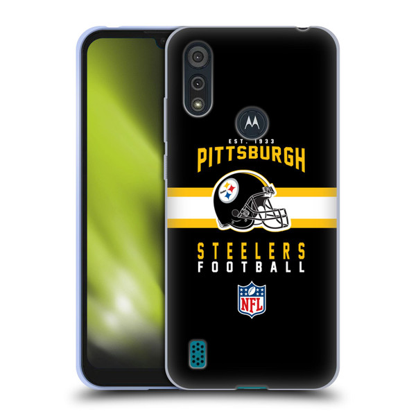NFL Pittsburgh Steelers Graphics Helmet Typography Soft Gel Case for Motorola Moto E6s (2020)