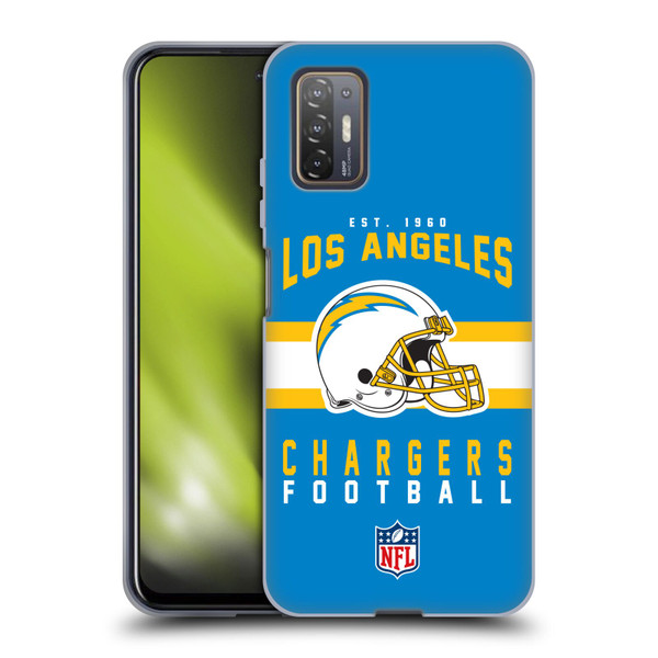 NFL Los Angeles Chargers Graphics Helmet Typography Soft Gel Case for HTC Desire 21 Pro 5G