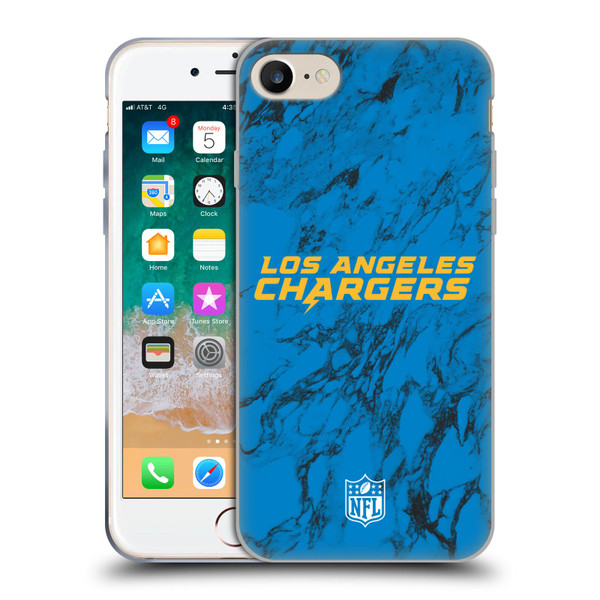 NFL Los Angeles Chargers Graphics Coloured Marble Soft Gel Case for Apple iPhone 7 / 8 / SE 2020 & 2022