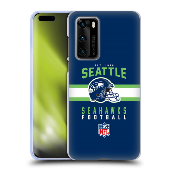 NFL Seattle Seahawks Graphics Helmet Typography Soft Gel Case for Huawei P40 5G
