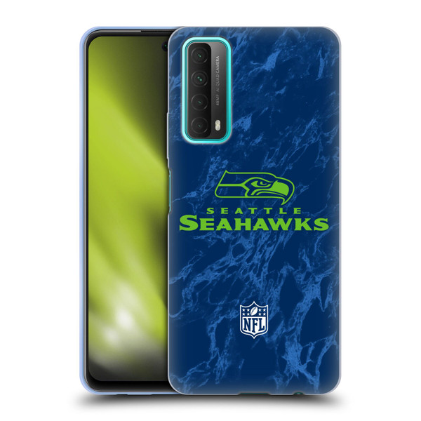 NFL Seattle Seahawks Graphics Coloured Marble Soft Gel Case for Huawei P Smart (2021)