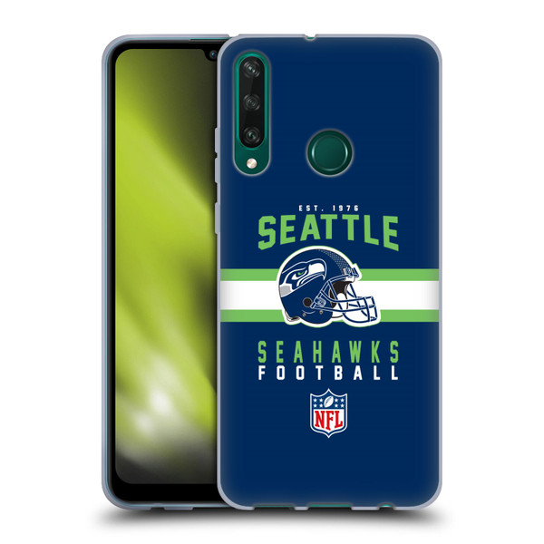 NFL Seattle Seahawks Graphics Helmet Typography Soft Gel Case for Huawei Y6p