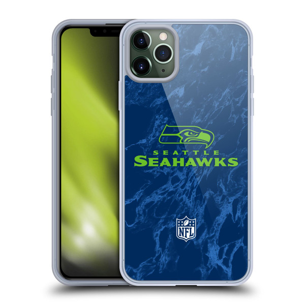 NFL Seattle Seahawks Graphics Coloured Marble Soft Gel Case for Apple iPhone 11 Pro Max