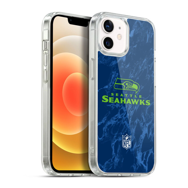 NFL Seattle Seahawks Graphics Coloured Marble Soft Gel Case for Apple iPhone 12 / iPhone 12 Pro & MagSafe