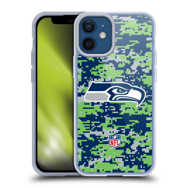 NFL Seattle Seahawks Graphics Digital Camouflage Soft Gel Case for Apple iPhone 12 Mini