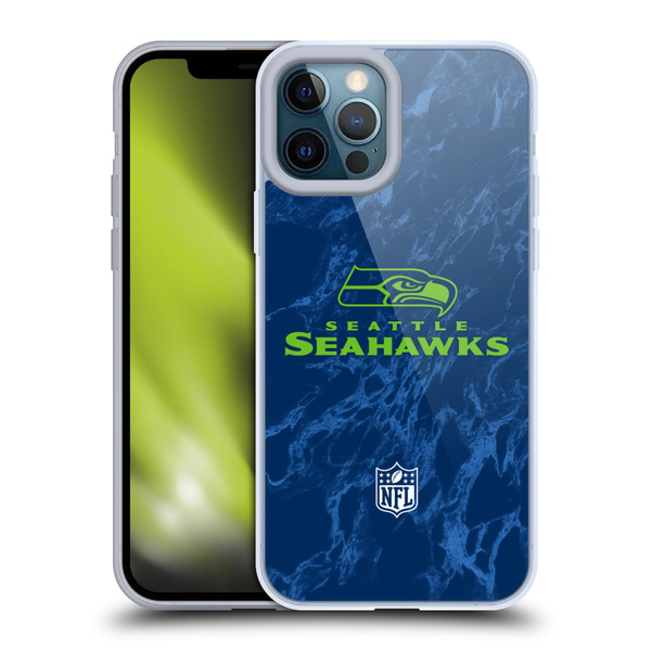 NFL Seattle Seahawks Graphics Coloured Marble Soft Gel Case for Apple iPhone 12 Pro Max