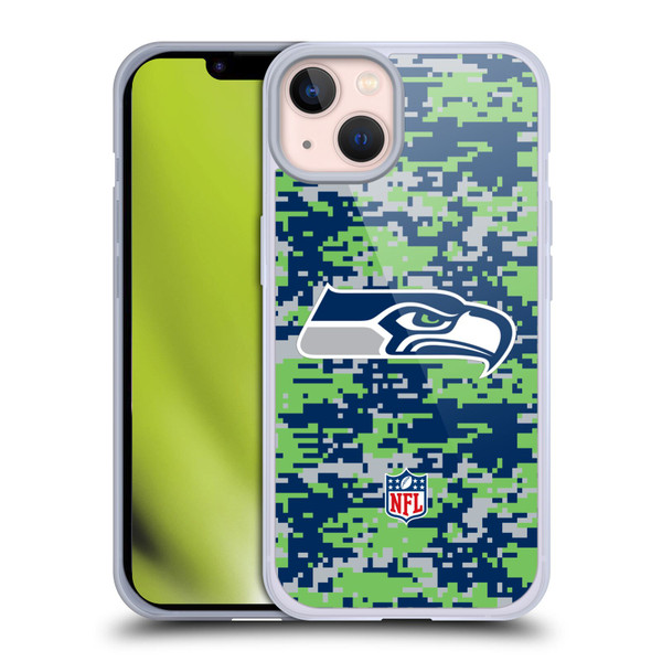 NFL Seattle Seahawks Graphics Digital Camouflage Soft Gel Case for Apple iPhone 13