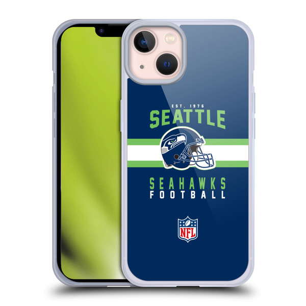 NFL Seattle Seahawks Graphics Helmet Typography Soft Gel Case for Apple iPhone 13