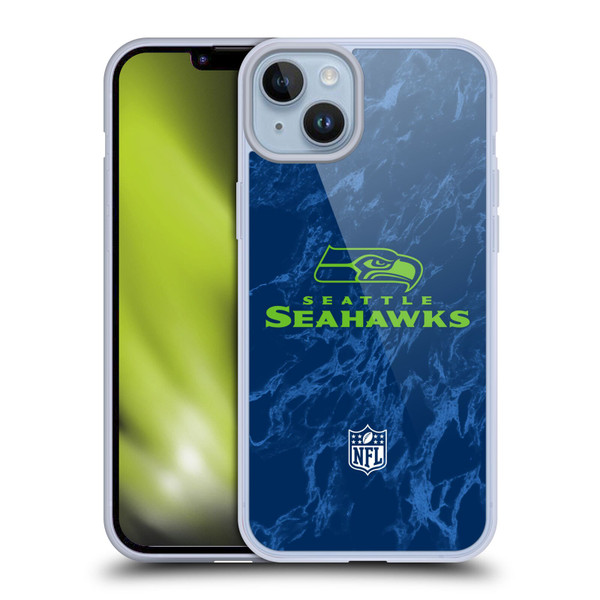 NFL Seattle Seahawks Graphics Coloured Marble Soft Gel Case for Apple iPhone 14 Plus
