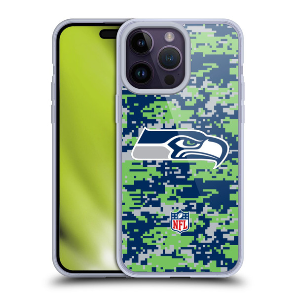 NFL Seattle Seahawks Graphics Digital Camouflage Soft Gel Case for Apple iPhone 14 Pro Max