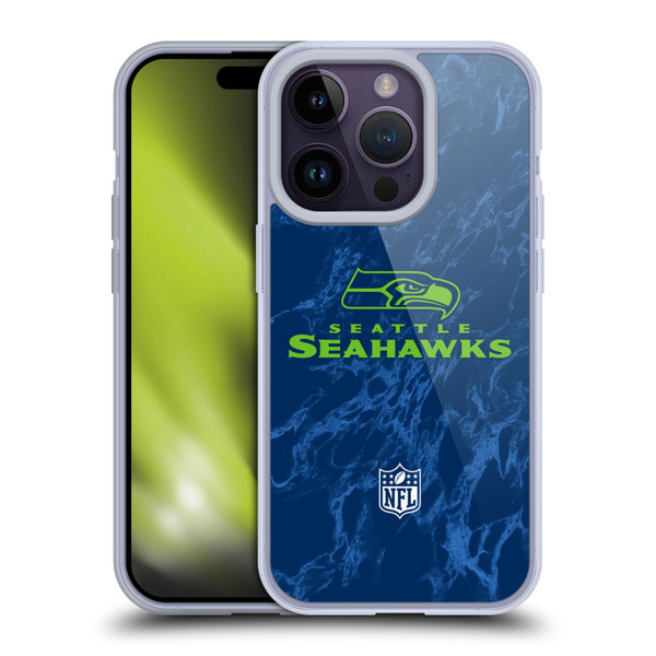 NFL Seattle Seahawks Graphics Coloured Marble Soft Gel Case for Apple iPhone 14 Pro