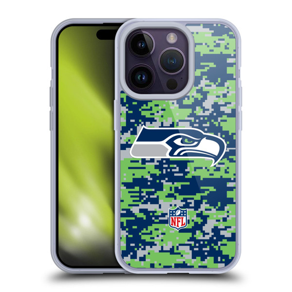 NFL Seattle Seahawks Graphics Digital Camouflage Soft Gel Case for Apple iPhone 14 Pro