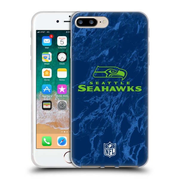 NFL Seattle Seahawks Graphics Coloured Marble Soft Gel Case for Apple iPhone 7 Plus / iPhone 8 Plus