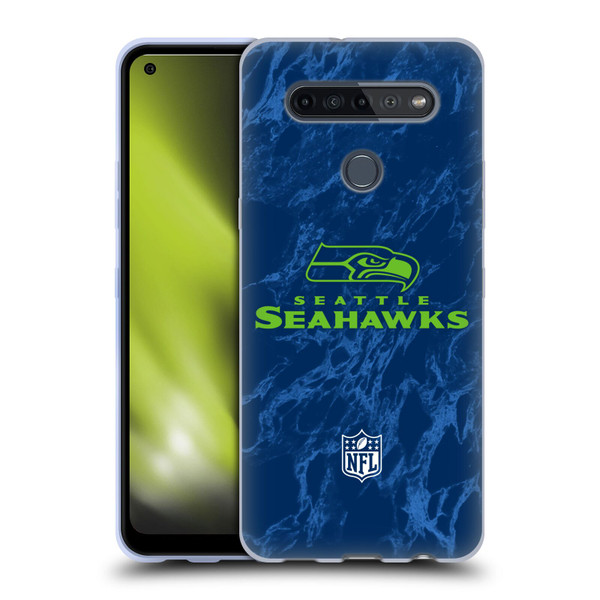 NFL Seattle Seahawks Graphics Coloured Marble Soft Gel Case for LG K51S