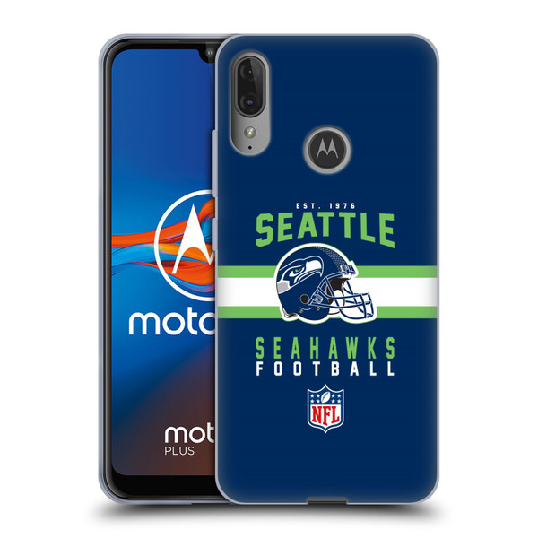 NFL Seattle Seahawks Graphics Helmet Typography Soft Gel Case for Motorola Moto E6 Plus