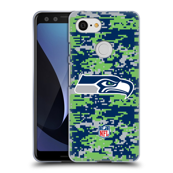 NFL Seattle Seahawks Graphics Digital Camouflage Soft Gel Case for Google Pixel 3