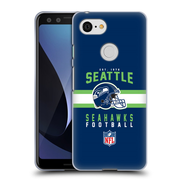 NFL Seattle Seahawks Graphics Helmet Typography Soft Gel Case for Google Pixel 3