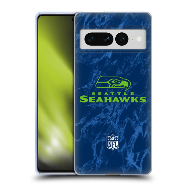 NFL Seattle Seahawks Graphics Coloured Marble Soft Gel Case for Google Pixel 7 Pro