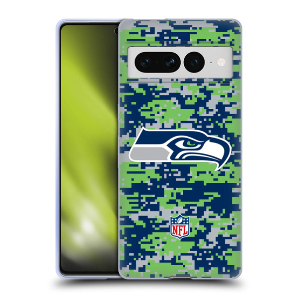 NFL Seattle Seahawks Graphics Digital Camouflage Soft Gel Case for Google Pixel 7 Pro