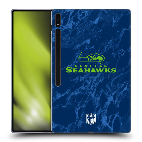 NFL Seattle Seahawks Graphics Coloured Marble Soft Gel Case for Samsung Galaxy Tab S8 Ultra
