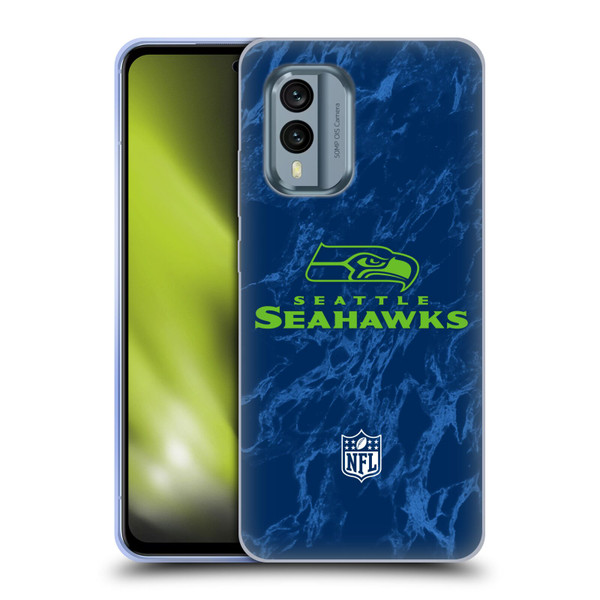 NFL Seattle Seahawks Graphics Coloured Marble Soft Gel Case for Nokia X30