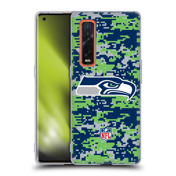 NFL Seattle Seahawks Graphics Digital Camouflage Soft Gel Case for OPPO Find X2 Pro 5G