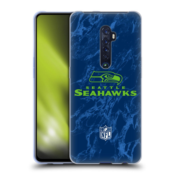 NFL Seattle Seahawks Graphics Coloured Marble Soft Gel Case for OPPO Reno 2