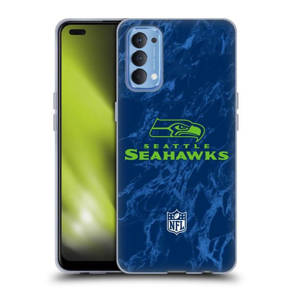 NFL Seattle Seahawks Graphics Coloured Marble Soft Gel Case for OPPO Reno 4 5G