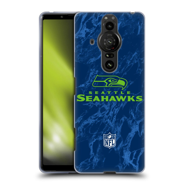 NFL Seattle Seahawks Graphics Coloured Marble Soft Gel Case for Sony Xperia Pro-I