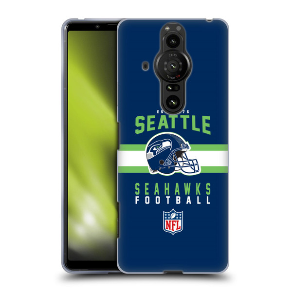 NFL Seattle Seahawks Graphics Helmet Typography Soft Gel Case for Sony Xperia Pro-I