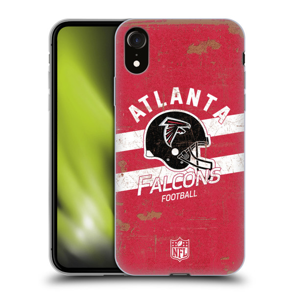 NFL Atlanta Falcons Logo Art Helmet Distressed Soft Gel Case for Apple iPhone XR