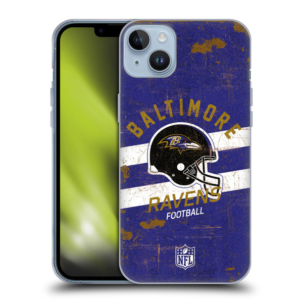 NFL Baltimore Ravens Logo Art Helmet Distressed Soft Gel Case for Apple iPhone 14 Plus
