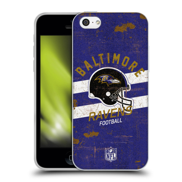 NFL Baltimore Ravens Logo Art Helmet Distressed Soft Gel Case for Apple iPhone 5c