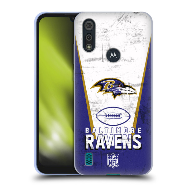 NFL Baltimore Ravens Logo Art Banner Soft Gel Case for Motorola Moto E6s (2020)