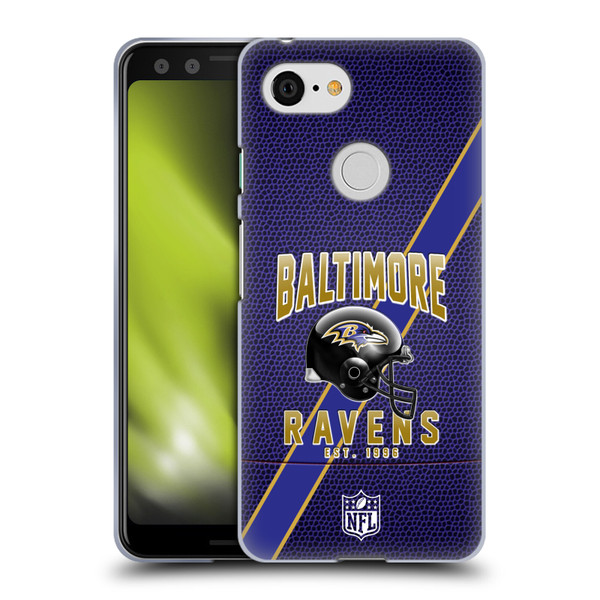 NFL Baltimore Ravens Logo Art Football Stripes Soft Gel Case for Google Pixel 3